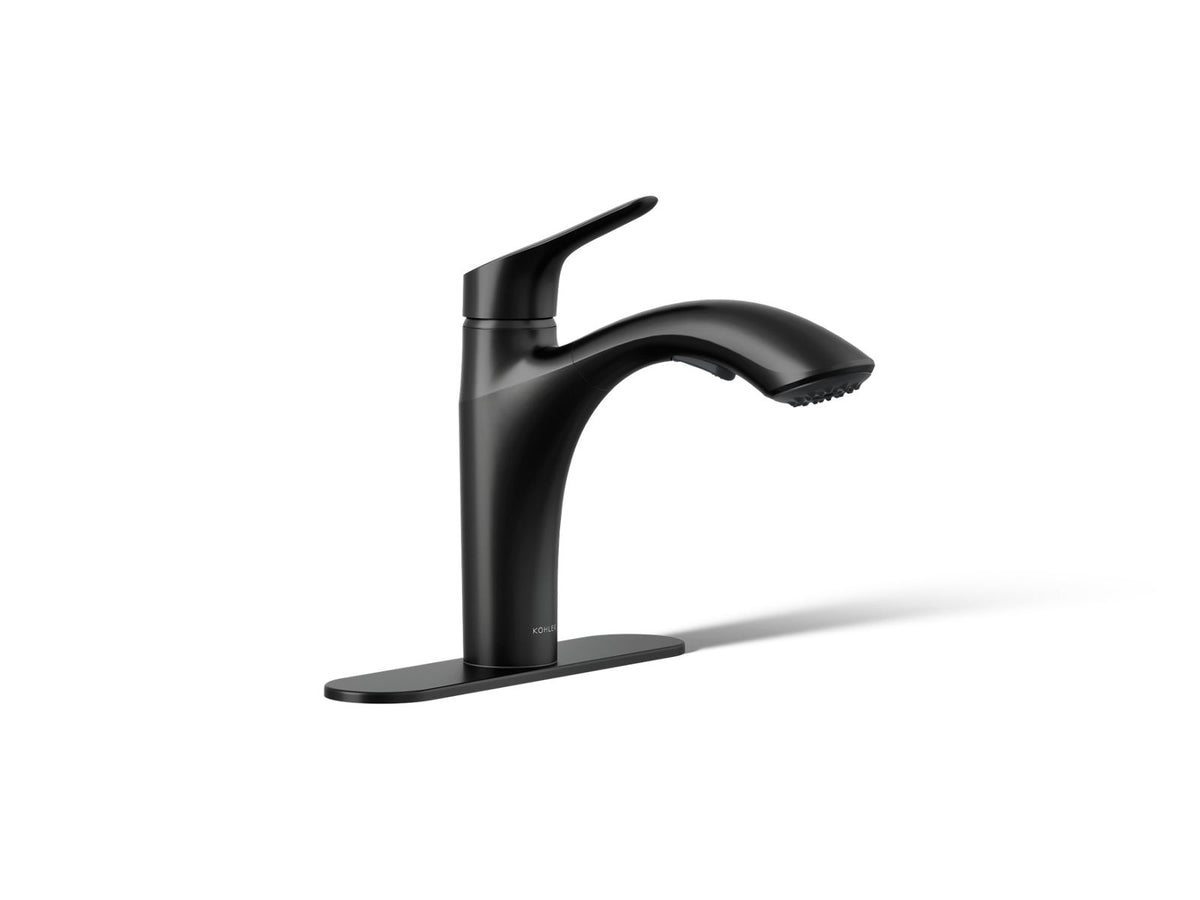 KOHLER K-30468-BL Rival Pull-Out Kitchen Sink Faucet With Two-Function Sprayhead - Matte Black