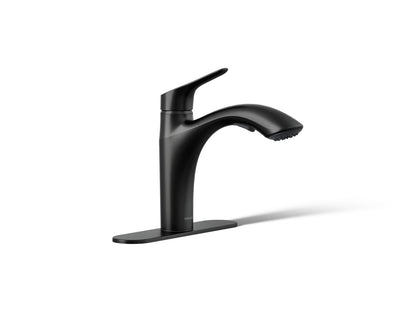 KOHLER K-30468-BL Rival Pull-out kitchen sink faucet with two-function sprayhead - Matte Black