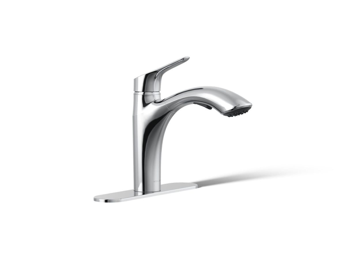 KOHLER K-30468-CP Rival Pull-Out Kitchen Sink Faucet With Two-Function Sprayhead - Polished Chrome