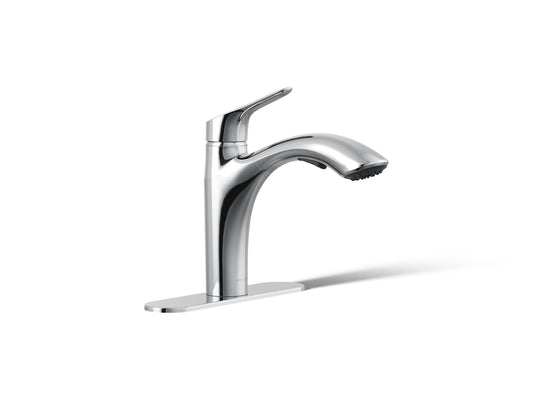 KOHLER K-30468-CP Rival Pull-out kitchen sink faucet with two-function sprayhead - Polished Chrome