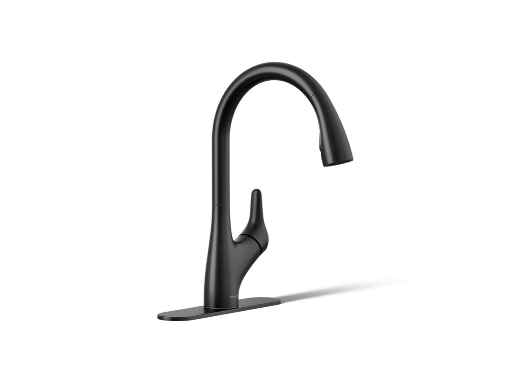 KOHLER K-30469-BL Rival Pull-Down Kitchen Sink Faucet With Two-Function Sprayhead - Matte Black