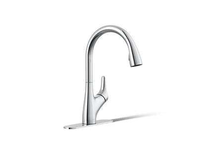 KOHLER K-30469-CP Rival Pull-down kitchen sink faucet with two-function sprayhead - Polished Chrome