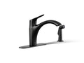 KOHLER K-30471-BL Rival Single-Handle Kitchen Sink Faucet With Side Sprayer - Matte Black