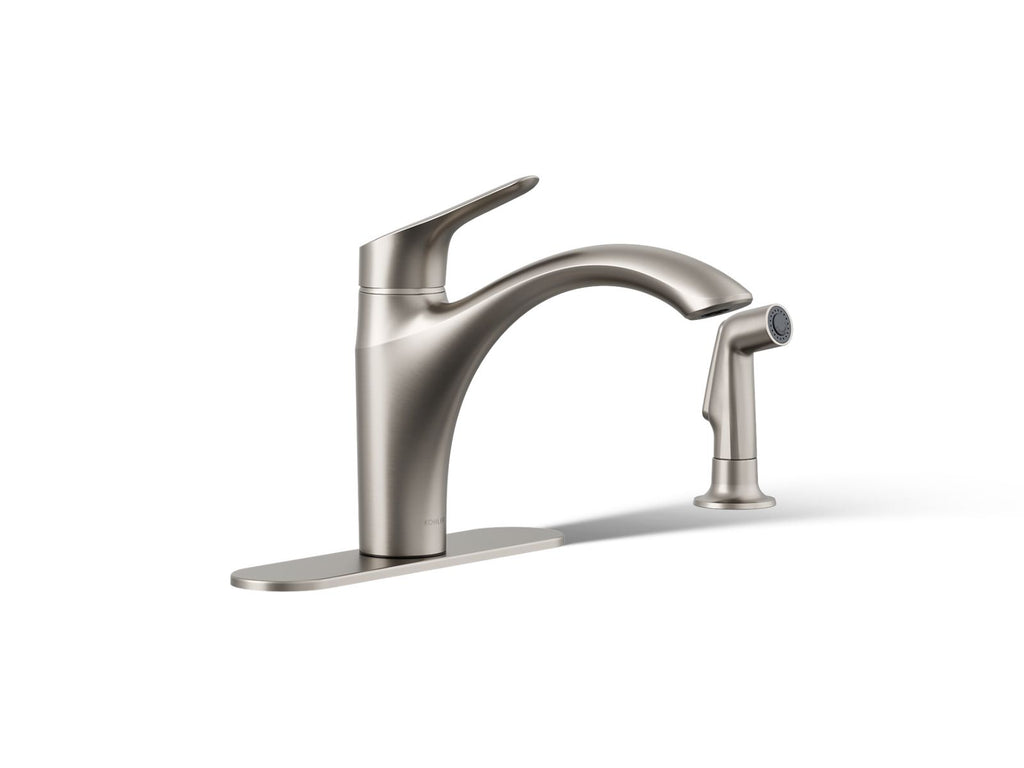 KOHLER K-30471-VS Rival Single-Handle Kitchen Sink Faucet With Side Sprayer - Vibrant Stainless