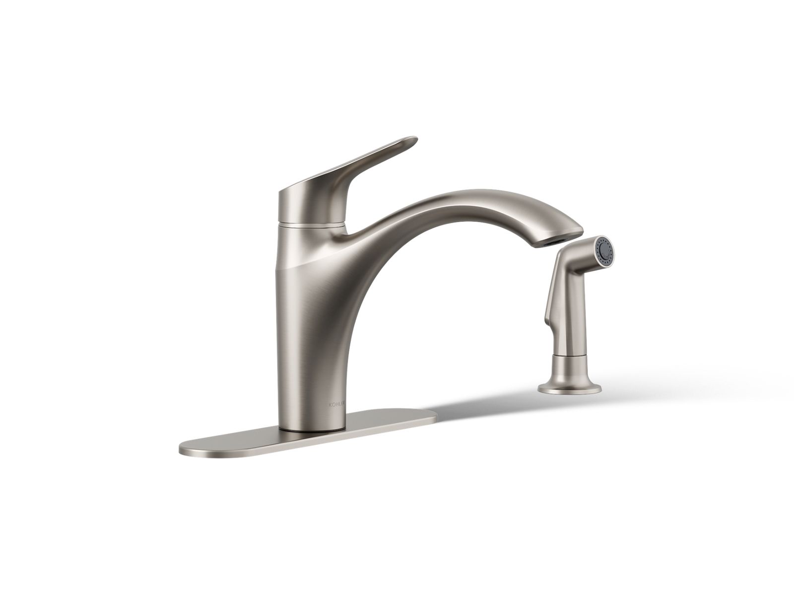 KOHLER K-30471-VS Rival Single-handle kitchen sink faucet with side sprayer - Vibrant Stainless