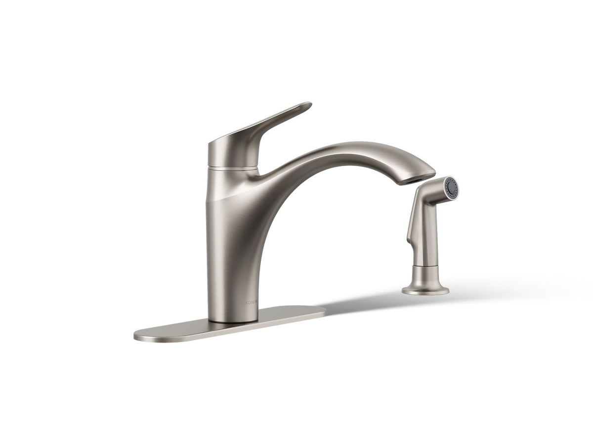 KOHLER K-30471-VS Rival Single-Handle Kitchen Sink Faucet With Side Sprayer - Vibrant Stainless