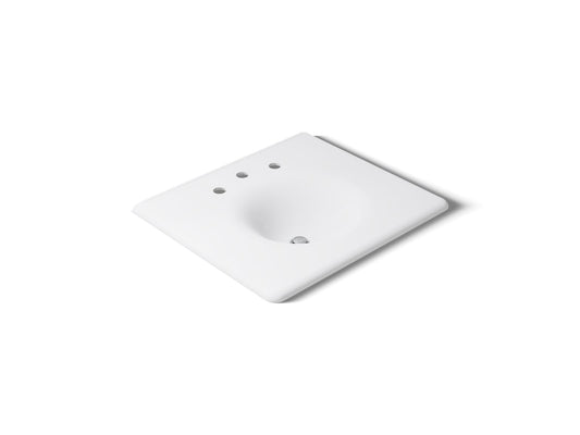 KOHLER K-3048-8-0 Iron/Impressions 25" Enameled cast iron vanity top with integrated round sink - White