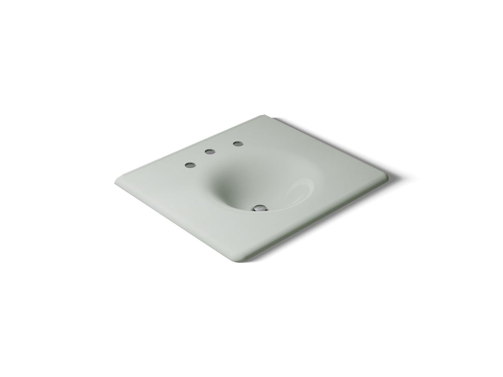 KOHLER K-3048-8-FF Iron/Impressions 25" Enameled Cast Iron Vanity Top With Integrated Round Sink - Sea Salt