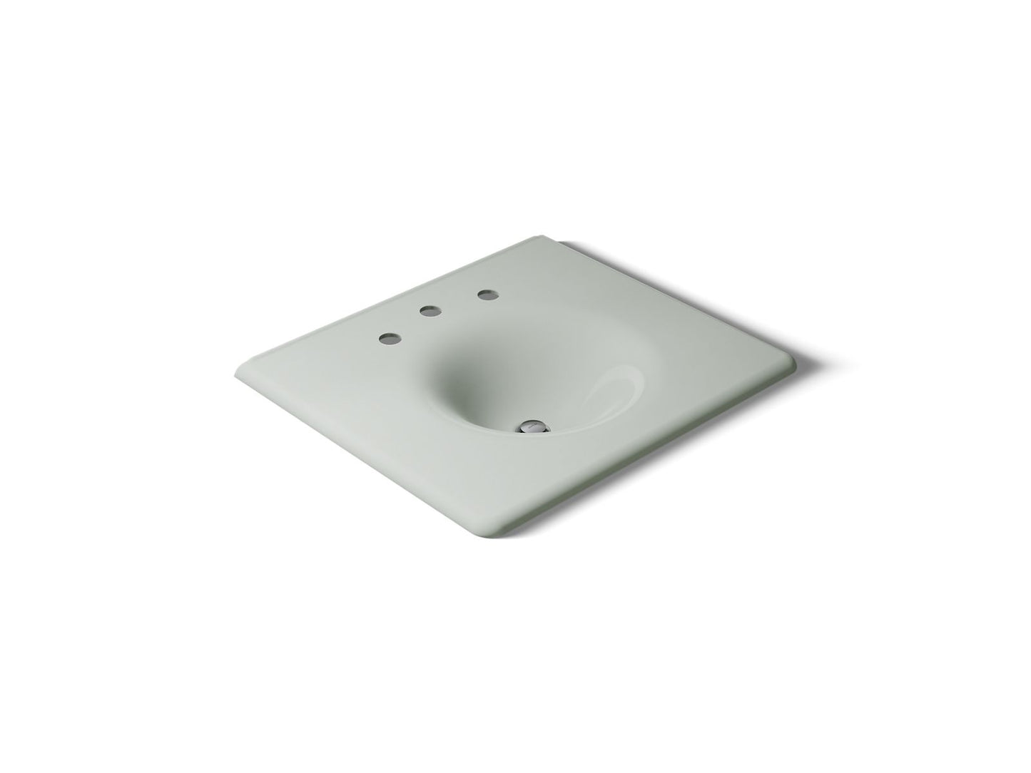 KOHLER K-3048-8-FF Iron/Impressions 25" Enameled cast iron vanity top with integrated round sink - Sea Salt