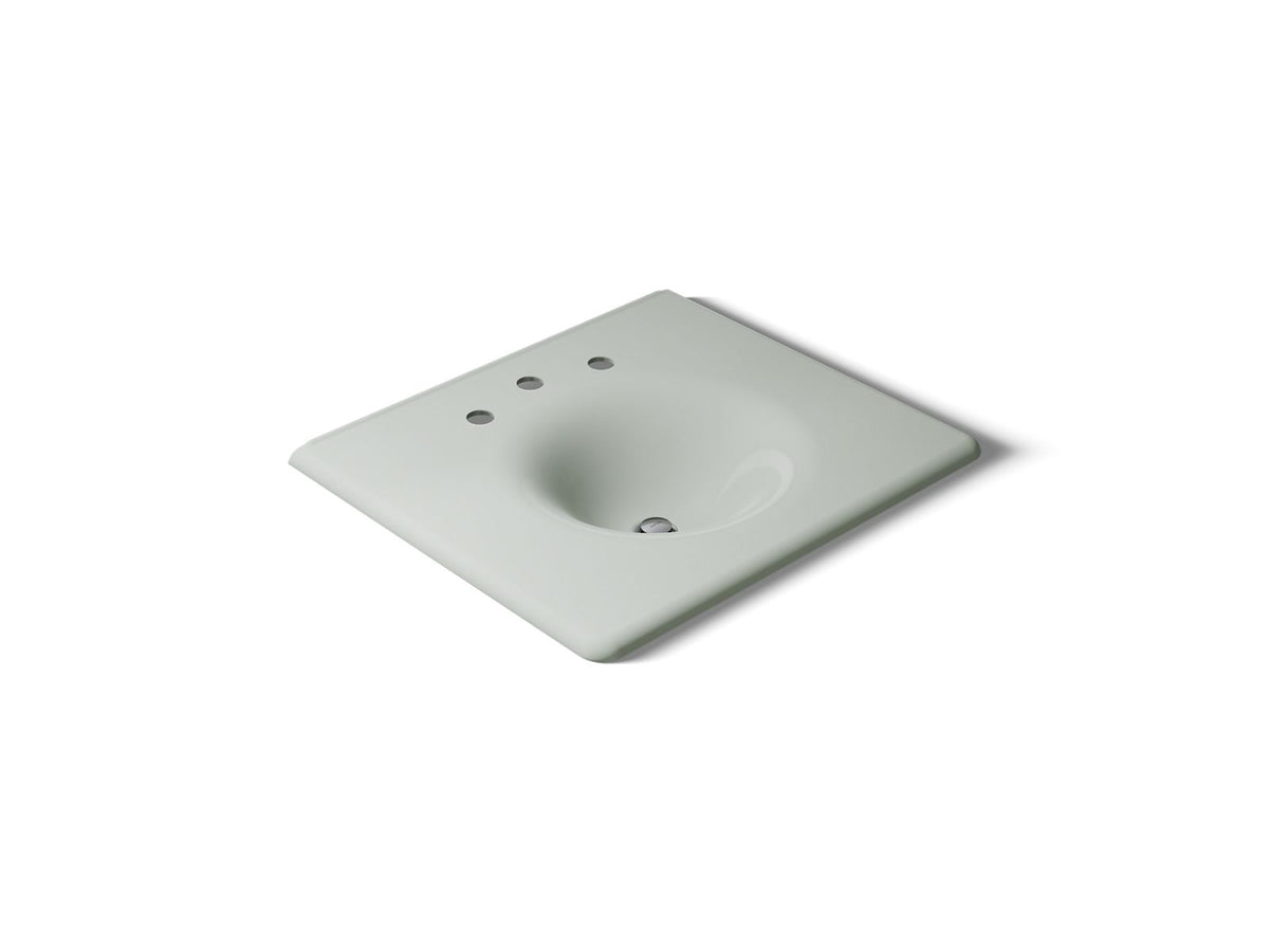 KOHLER K-3048-8-FF Iron/Impressions 25" Enameled Cast Iron Vanity Top With Integrated Round Sink - Sea Salt