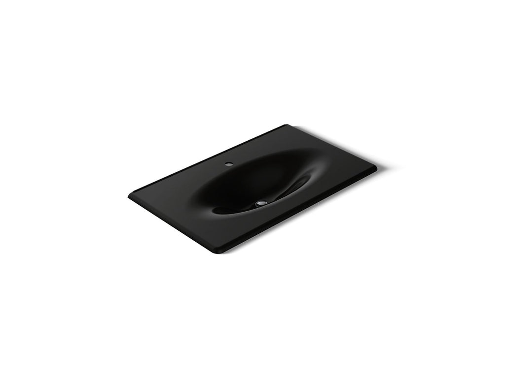 KOHLER K-3051-1-7 Iron/Impressions 37" Enameled Cast Iron Vanity Top With Integrated Oval Sink - Black Black