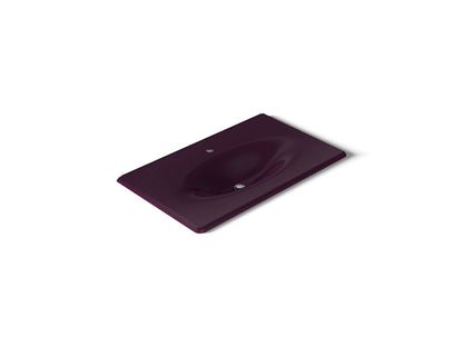 KOHLER K-3051-1-PLM Iron/Impressions 37" Enameled cast iron vanity top with integrated oval sink - Black Plum