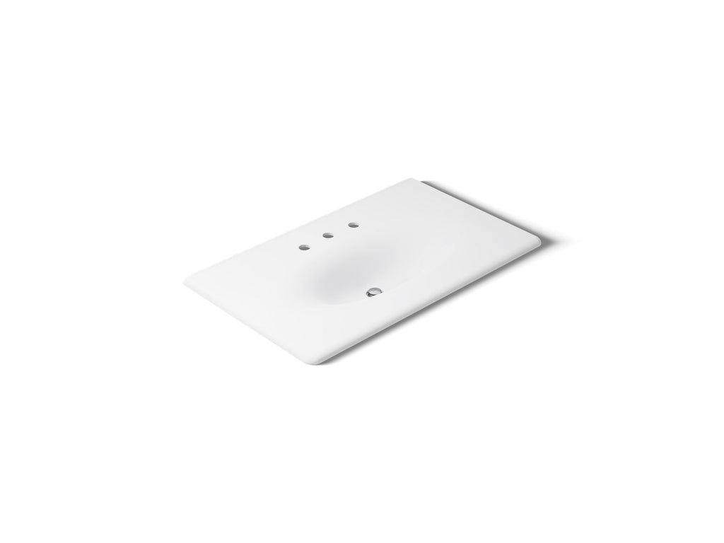 KOHLER K-3051-8-0 Iron/Impressions 37" Enameled Cast Iron Vanity Top With Integrated Oval Sink - White