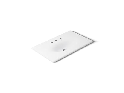 KOHLER K-3051-8-0 Iron/Impressions 37" Enameled cast iron vanity top with integrated oval sink - White