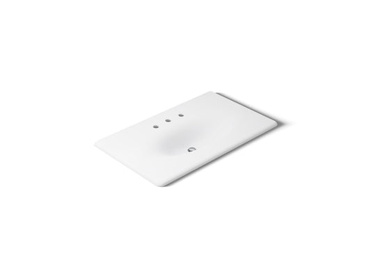 KOHLER K-3051-8-0 Iron/Impressions 37" Enameled cast iron vanity top with integrated oval sink - White