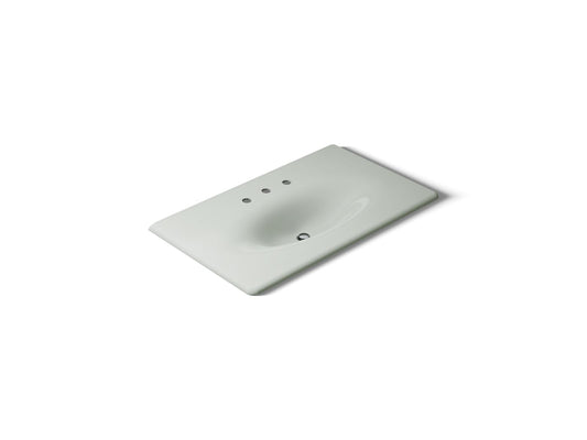 KOHLER K-3051-8-FF Iron/Impressions 37" Enameled cast iron vanity top with integrated oval sink - Sea Salt