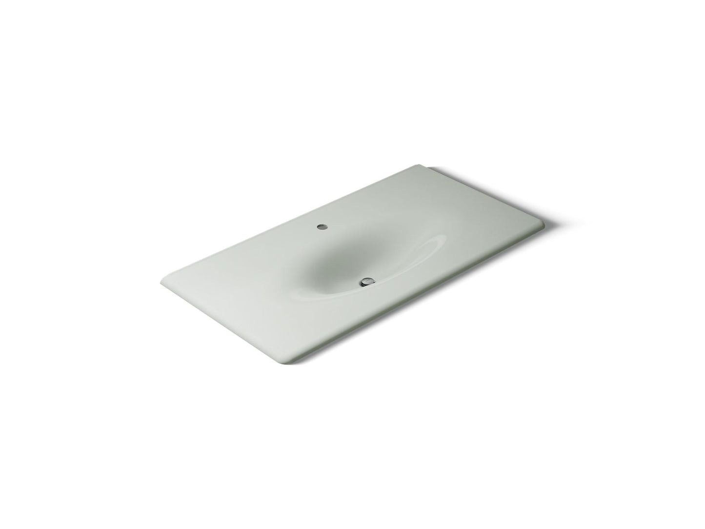 KOHLER K-3052-1-FF Iron/Impressions 43" Enameled cast iron vanity top with integrated oval sink - Sea Salt