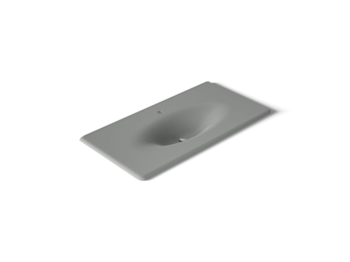 KOHLER K-3052-1-FT Iron/Impressions 43" Enameled Cast Iron Vanity Top With Integrated Oval Sink - Basalt