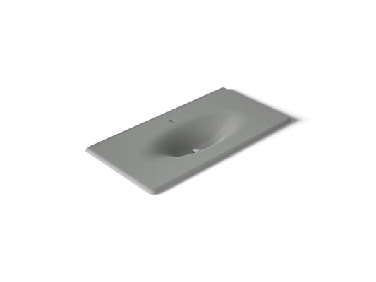 KOHLER K-3052-1-FT Iron/Impressions 43" Enameled cast iron vanity top with integrated oval sink - Basalt