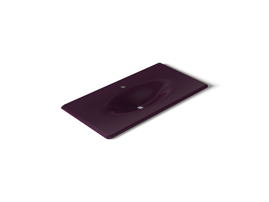 KOHLER K-3052-1-PLM Iron/Impressions 43" Enameled cast iron vanity top with integrated oval sink - Black Plum