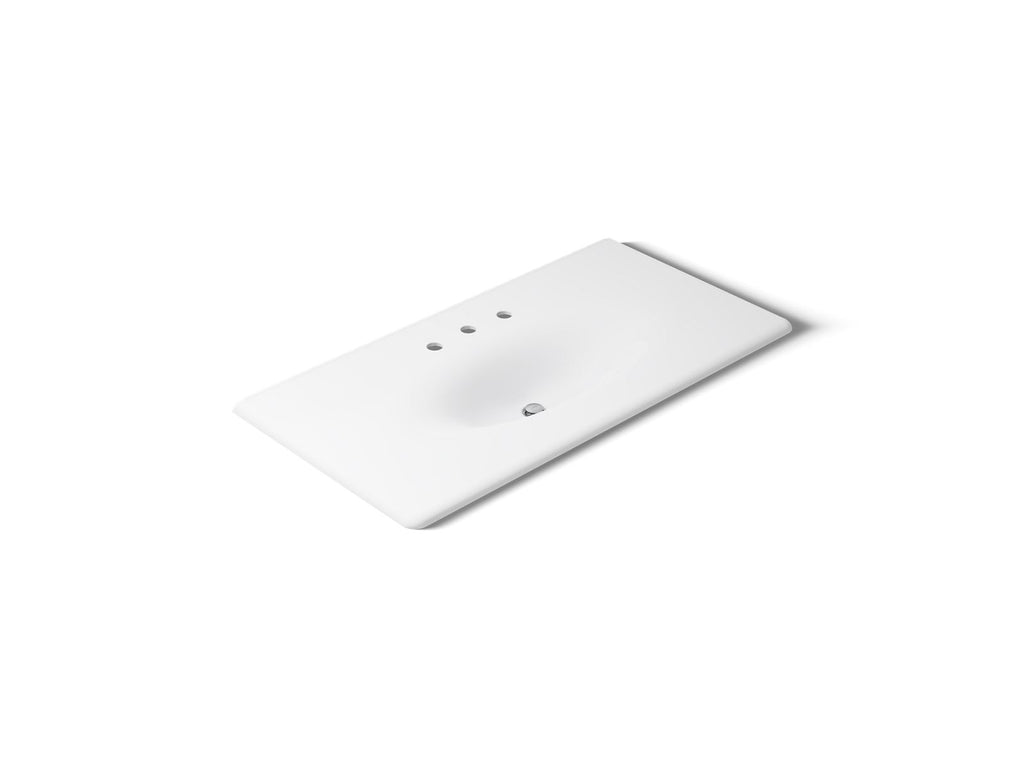 KOHLER K-3052-8-0 Iron/Impressions 43" Enameled Cast Iron Vanity Top With Integrated Oval Sink - White