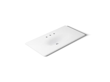 KOHLER K-3052-8-0 Iron/Impressions 43" Enameled cast iron vanity top with integrated oval sink - White