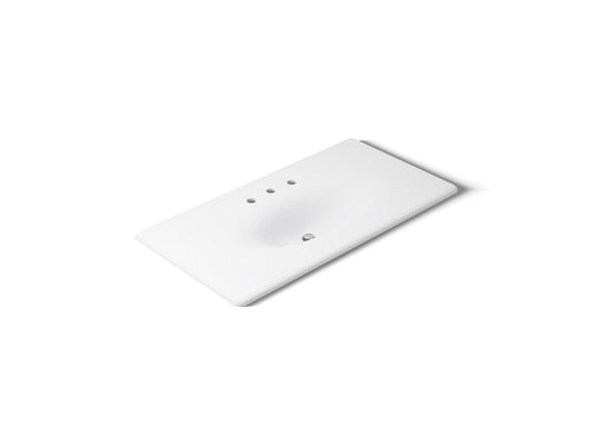 KOHLER K-3052-8-0 Iron/Impressions 43" Enameled cast iron vanity top with integrated oval sink - White