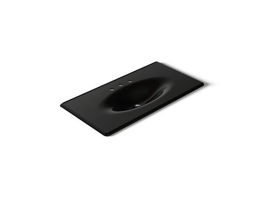 KOHLER K-3052-8-7 Iron/Impressions 43" Enameled cast iron vanity top with integrated oval sink - Black Black