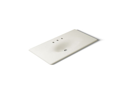 KOHLER K-3052-8-96 Iron/Impressions 43" Enameled cast iron vanity top with integrated oval sink - Biscuit
