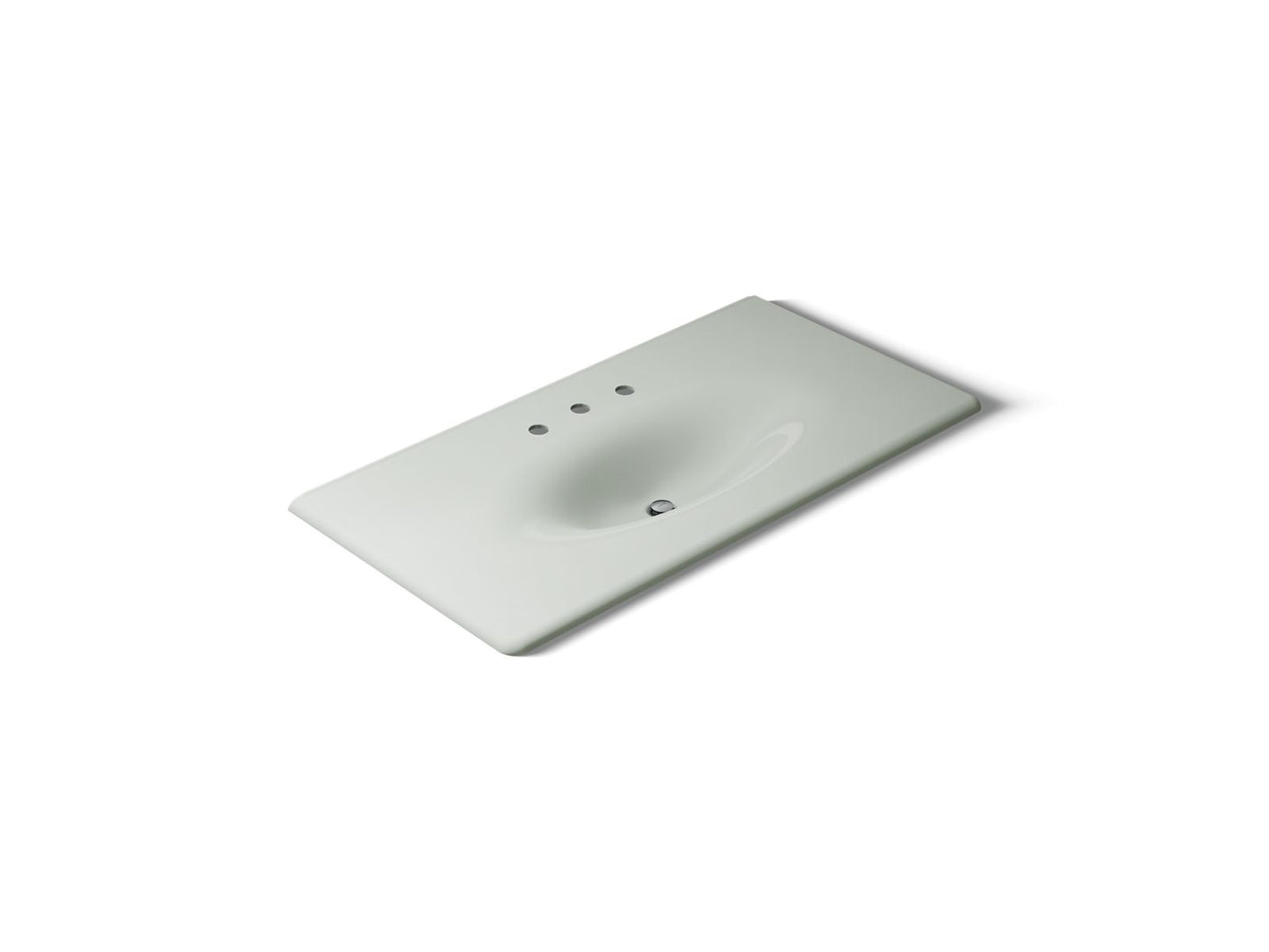 KOHLER K-3052-8-FF Iron/Impressions 43" Enameled cast iron vanity top with integrated oval sink - Sea Salt