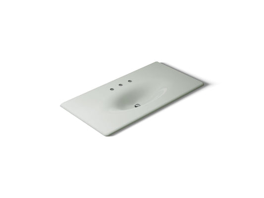 KOHLER K-3052-8-FF Iron/Impressions 43" Enameled cast iron vanity top with integrated oval sink - Sea Salt