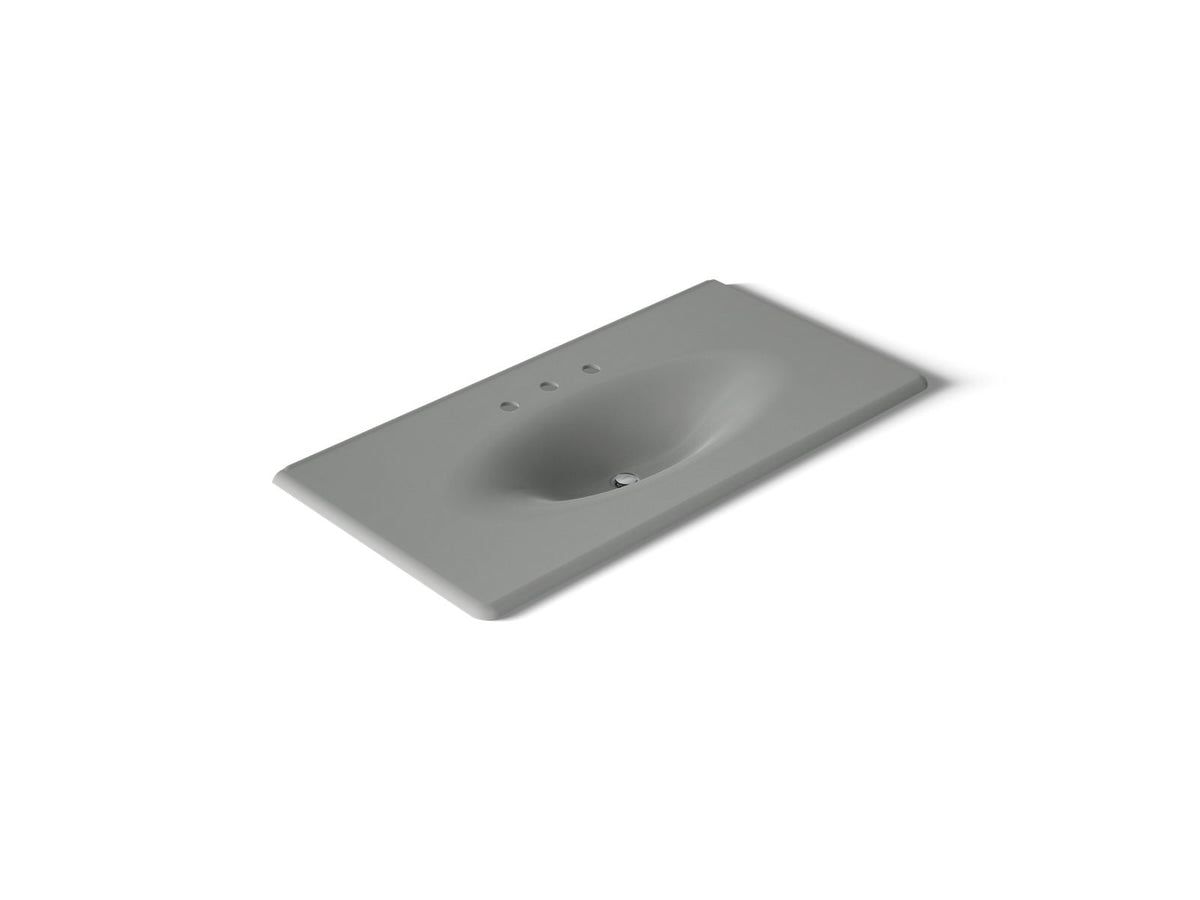 KOHLER K-3052-8-FT Iron/Impressions 43" Enameled Cast Iron Vanity Top With Integrated Oval Sink - Basalt