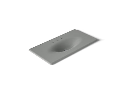 KOHLER K-3052-8-FT Iron/Impressions 43" Enameled cast iron vanity top with integrated oval sink - Basalt
