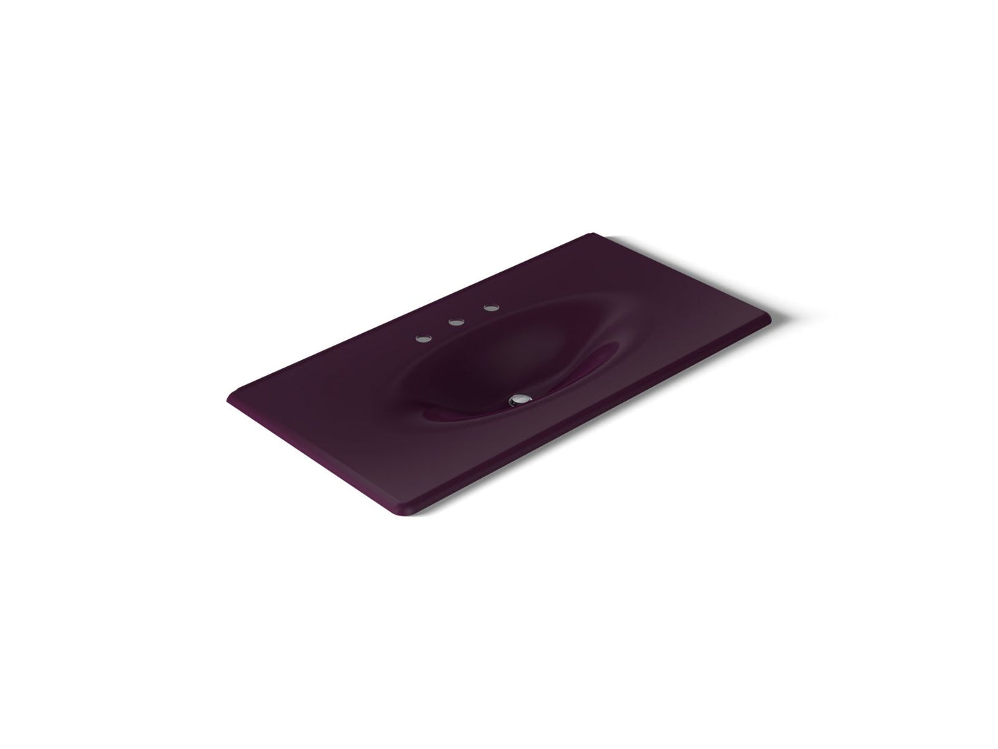 KOHLER K-3052-8-PLM Iron/Impressions 43" Enameled cast iron vanity top with integrated oval sink - Black Plum