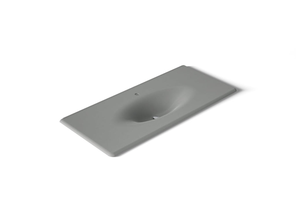 KOHLER K-3053-1-FT Iron/Impressions 49" Enameled Cast Iron Vanity Top With Integrated Oval Sink - Basalt