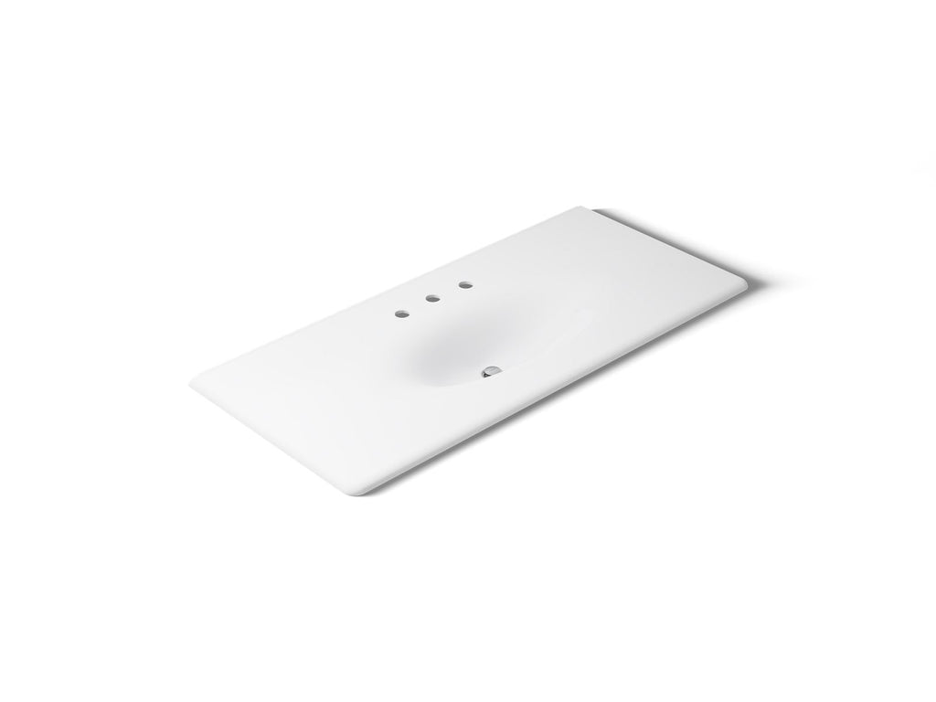 KOHLER K-3053-8-0 Iron/Impressions 49" Enameled Cast Iron Vanity Top With Integrated Oval Sink - White