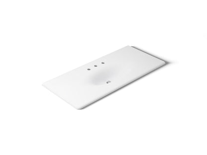 KOHLER K-3053-8-0 Iron/Impressions 49" Enameled cast iron vanity top with integrated oval sink - White