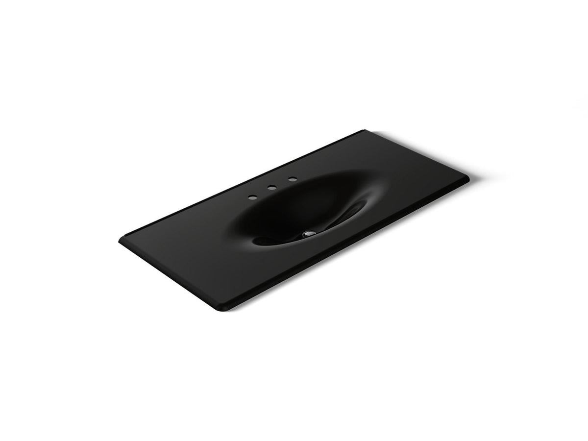 KOHLER K-3053-8-7 Iron/Impressions 49" Enameled Cast Iron Vanity Top With Integrated Oval Sink - Black Black