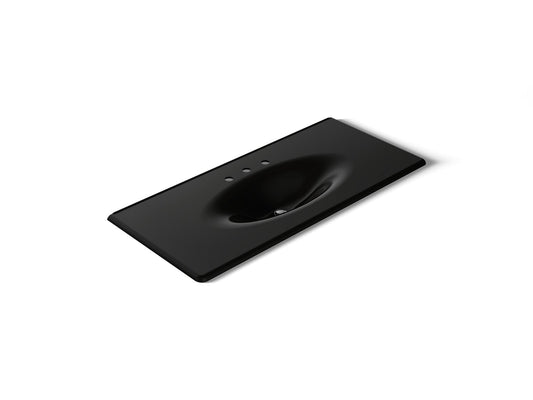 KOHLER K-3053-8-7 Iron/Impressions 49" Enameled cast iron vanity top with integrated oval sink - Black Black