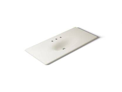 KOHLER K-3053-8-96 Iron/Impressions 49" Enameled cast iron vanity top with integrated oval sink - Biscuit