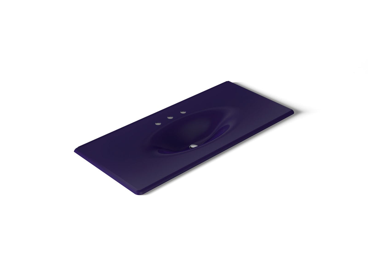 KOHLER K-3053-8-DGB Iron/Impressions 49" Enameled Cast Iron Vanity Top With Integrated Oval Sink - Indigo Blue