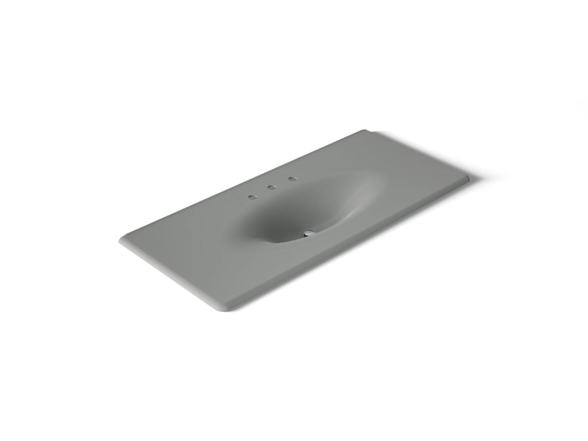 KOHLER K-3053-8-FT Iron/Impressions 49" Enameled Cast Iron Vanity Top With Integrated Oval Sink - Basalt