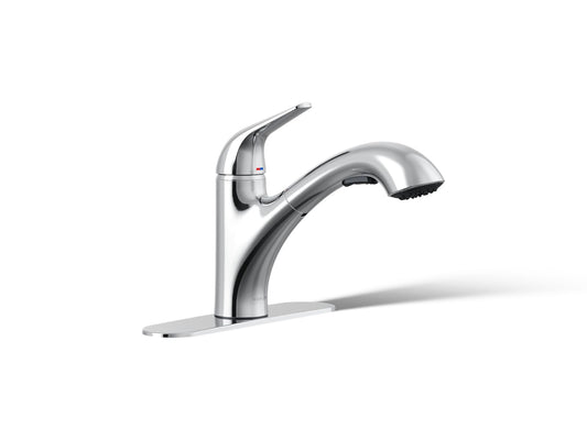 KOHLER K-30612-CP Jolt Pull-out kitchen sink faucet with two-function sprayhead - Polished Chrome