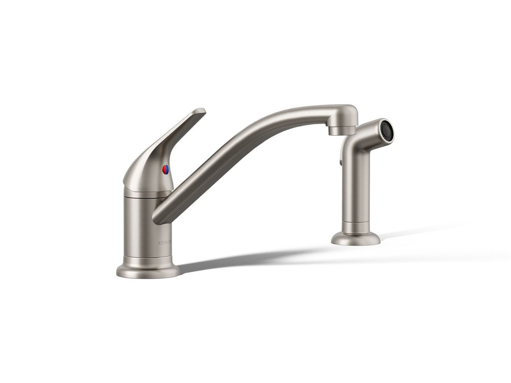 KOHLER K-30614-VS Jolt Single-Handle Kitchen Sink Faucet With Side Sprayer - Vibrant Stainless
