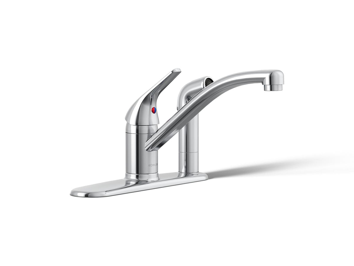 KOHLER K-30615-CP Jolt Single-Handle Kitchen Sink Faucet With Side Sprayer - Polished Chrome