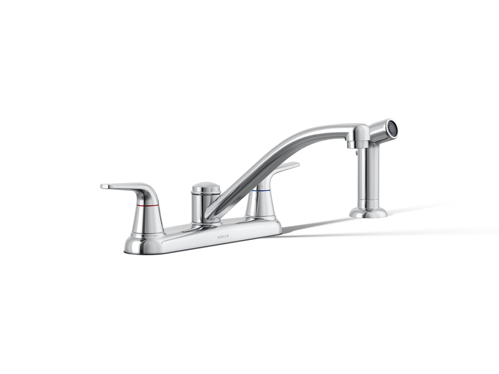KOHLER K-30616-CP Jolt Two-Handle Kitchen Sink Faucet With Side Sprayer - Polished Chrome