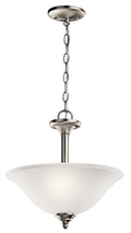 KICHLER 3694NI Wynberg 15" 2 Light Convertible Inverted Pendant/Semi Flush With Satin Etched Glass In Brushed Nickel