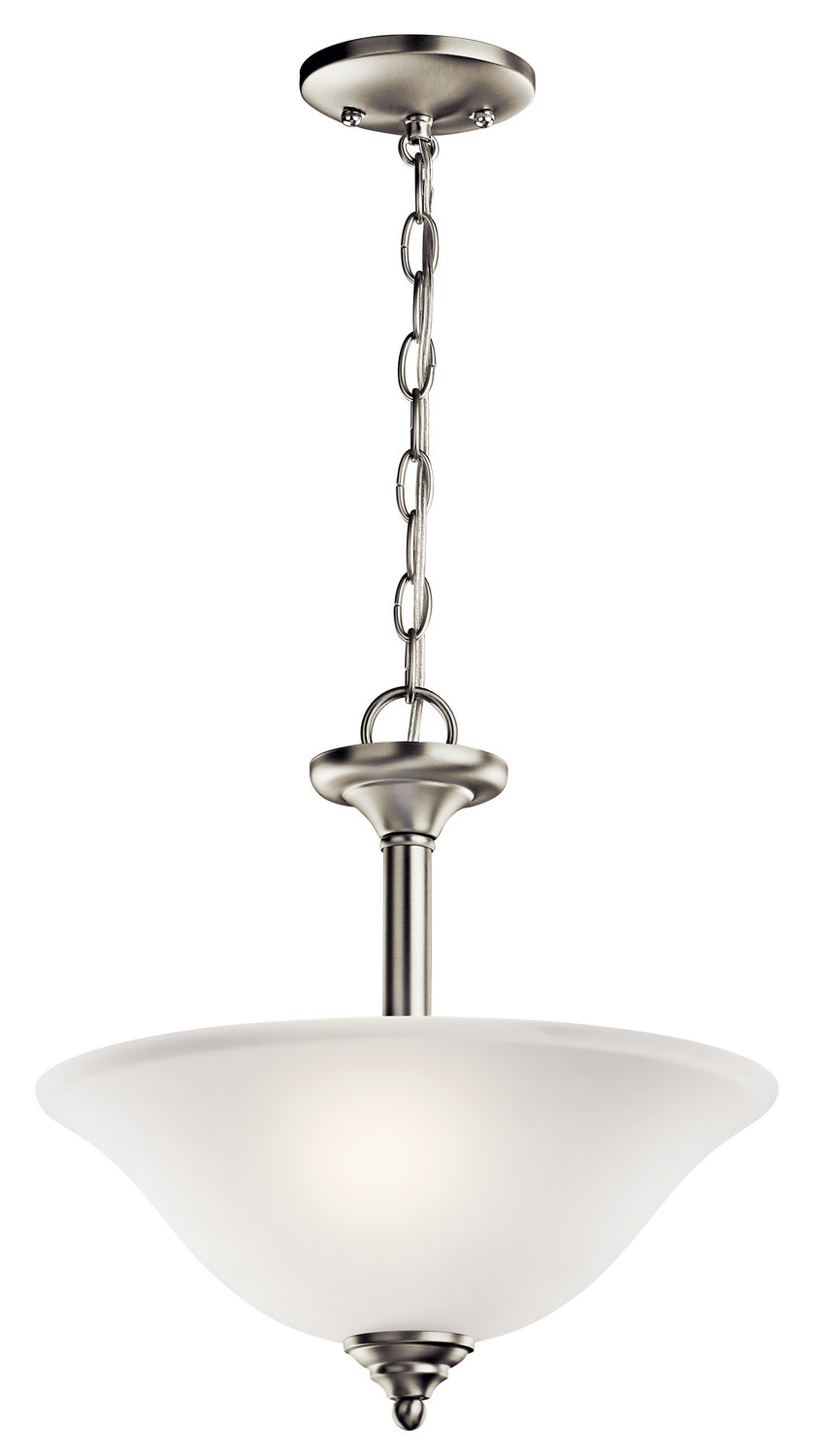 KICHLER 3694NI Wynberg 15" 2 Light Convertible Inverted Pendant/Semi Flush With Satin Etched Glass In Brushed Nickel