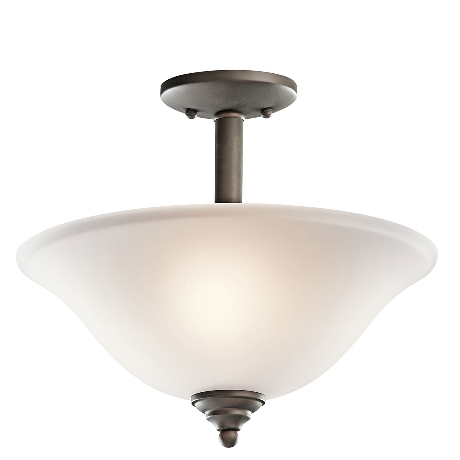 KICHLER 3694OZ Wynberg 15" 2 Light Convertible Inverted Pendant/Semi Flush With Satin Etched Glass In Olde Bronze
