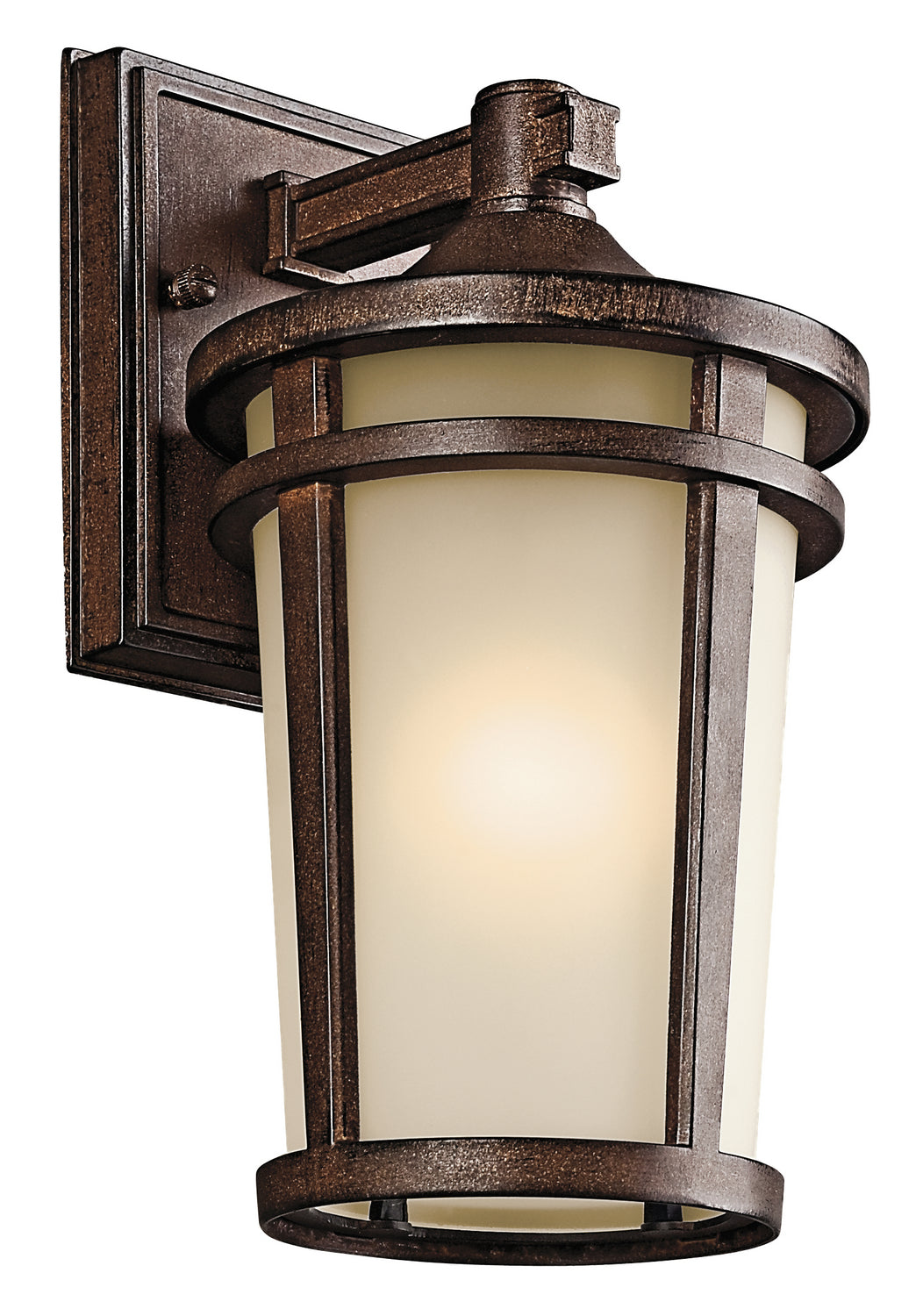 KICHLER 49071BST Atwood 11" 1 Light Outdoor Wall Light With Light Umber Mist Glass And Brown Stone